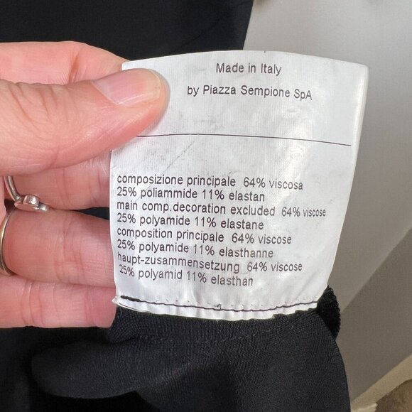 Piazza Sempione Sheath Dress Size IT 44 US 8 Black Career Work Office Side Zip - Picture 10 of 10